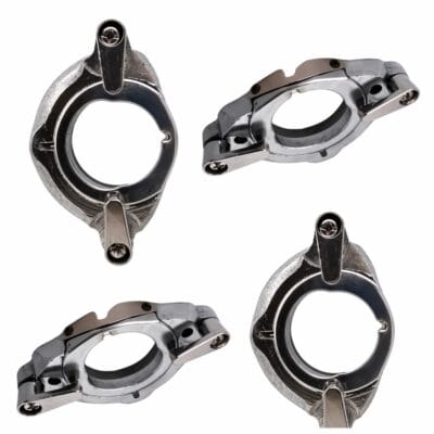 sewing machine shuttle race body metal part on white background