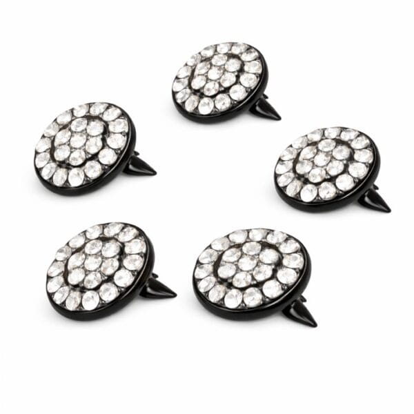 Black crystal Upholstery chair buttons with white rhinestones – decorative tufting button for chairs, sofas, and headboards