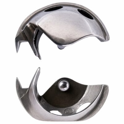 Industrial sewing machine shuttle hook metal part for smooth stitching on white background