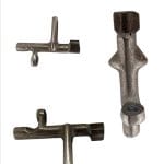 Oscillating rock shaft metal part for manual sewing machine showing durable replacement component for smooth stitch motion