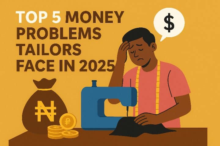 Tailor working with sewing tools and calculator, representing money challenges and financial solutions for tailors in 2025