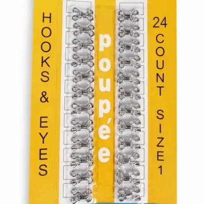 Silver hook and eye fasteners size 1 – 24-count sewing hooks and eyes for garments and tailoring