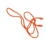 Bright orange jogger drawstring cord with plastic tips, durable hoodie and waistband rope on white background