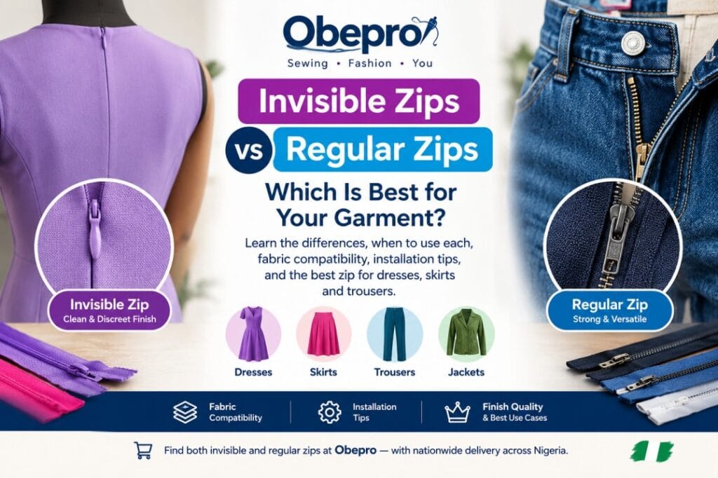 Invisible zips vs regular zips for dresses, skirts, trousers and jackets